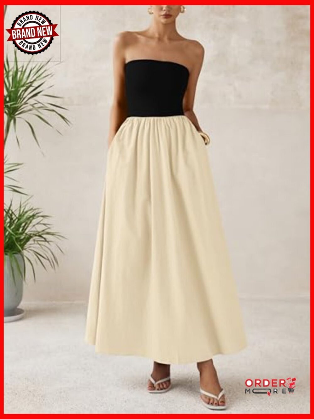 Strapless Maxi Dress Tube Top A-Line Long Formal Cocktail Party Dress - Picture 2 of 7